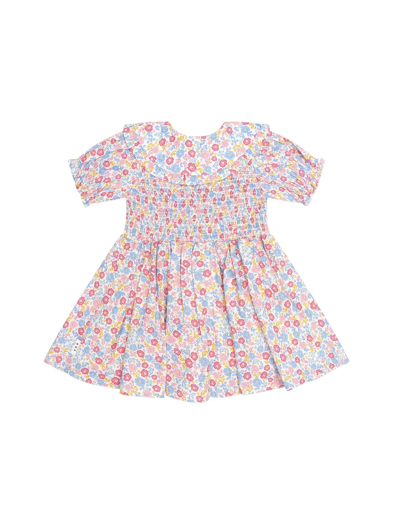 Vintage Floral Shirred Collar Dress