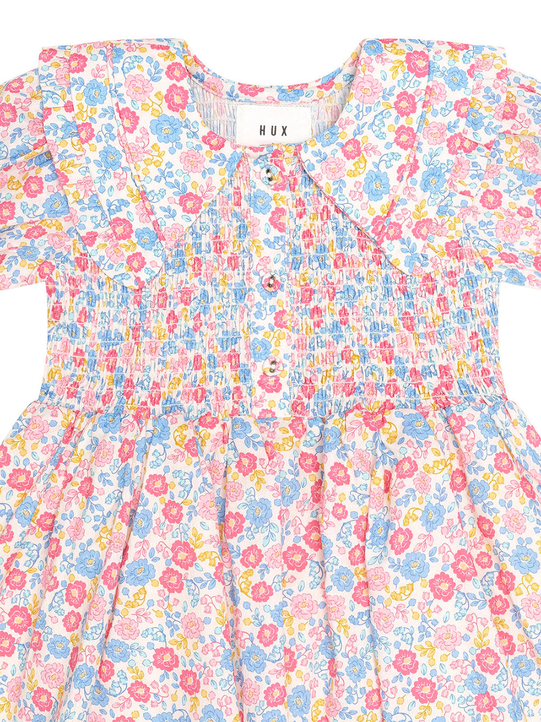 Vintage Floral Shirred Collar Dress