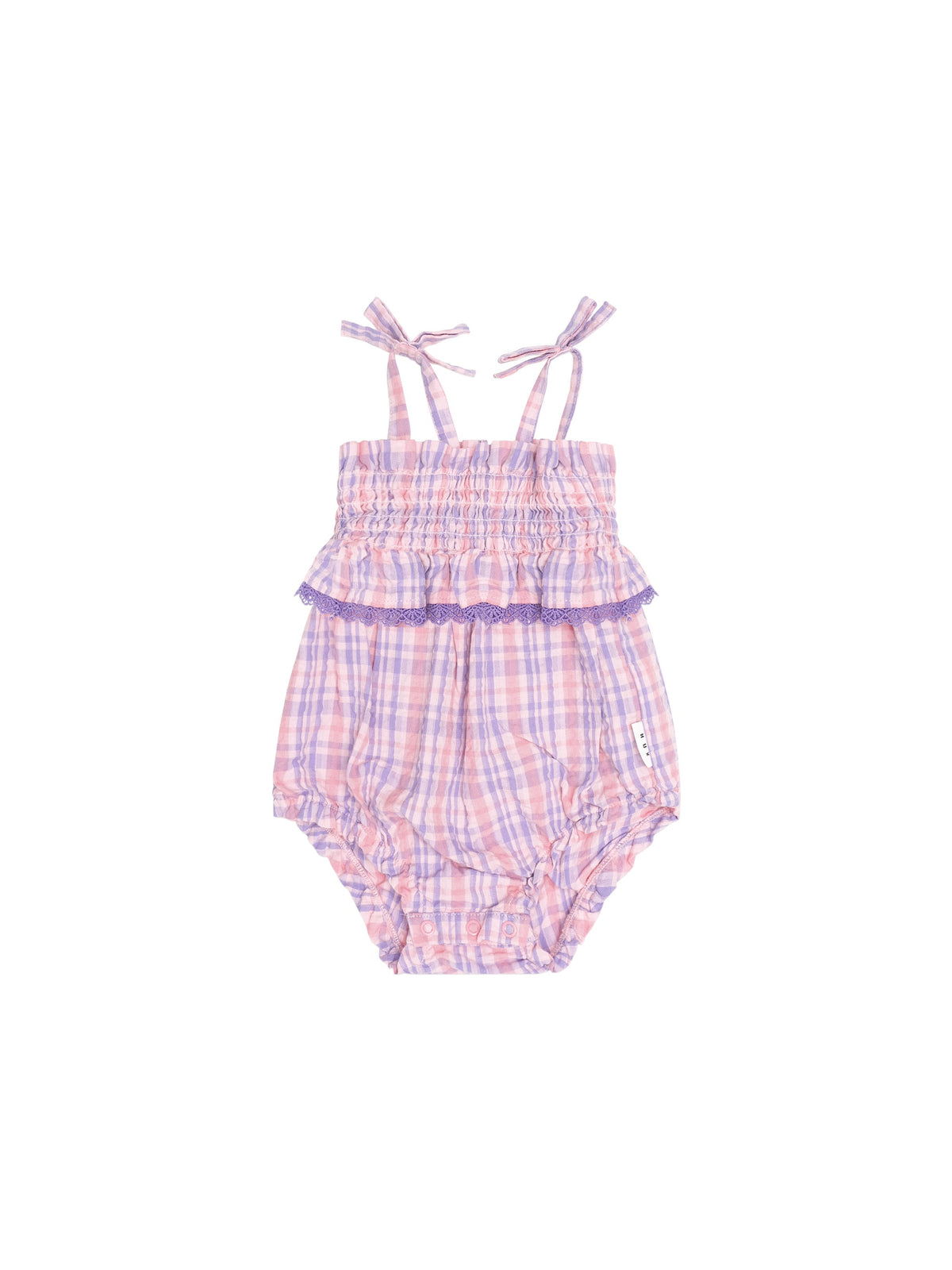 Tropical Check Tie Romper
