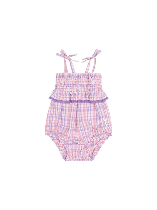 Tropical Check Tie Romper