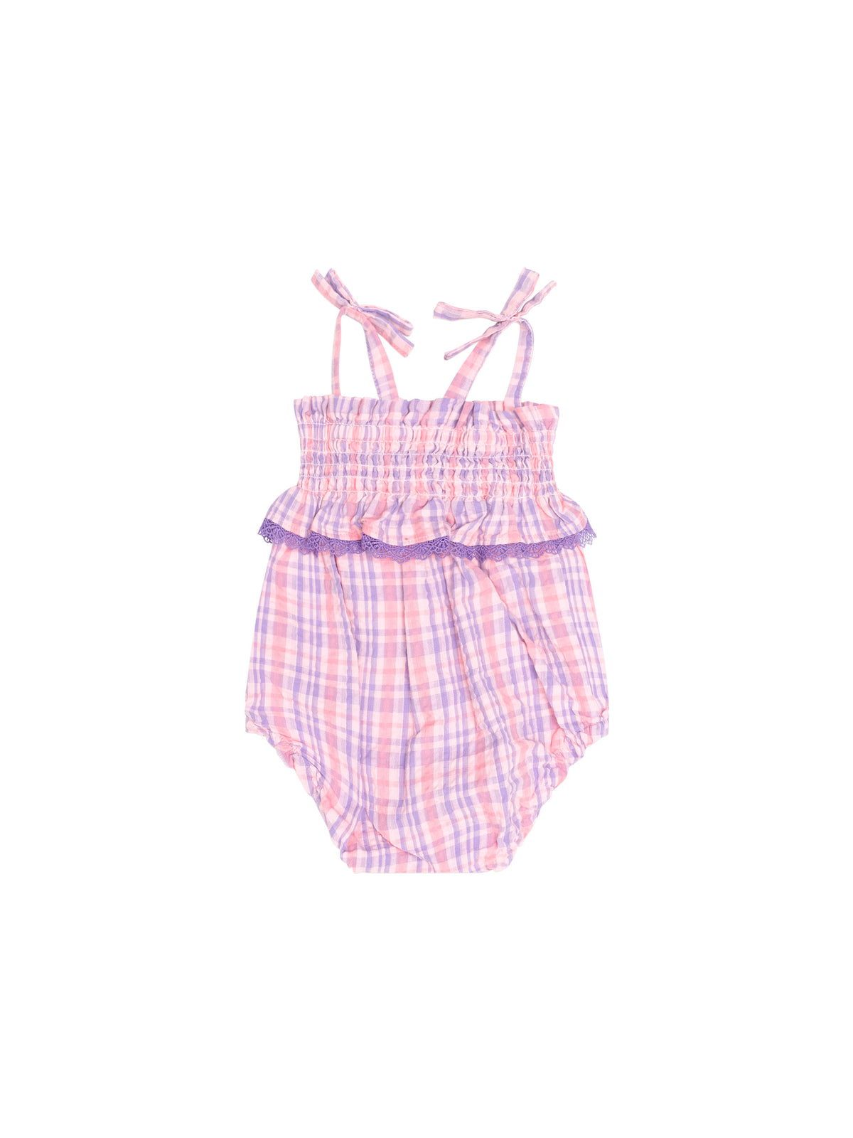 Tropical Check Tie Romper