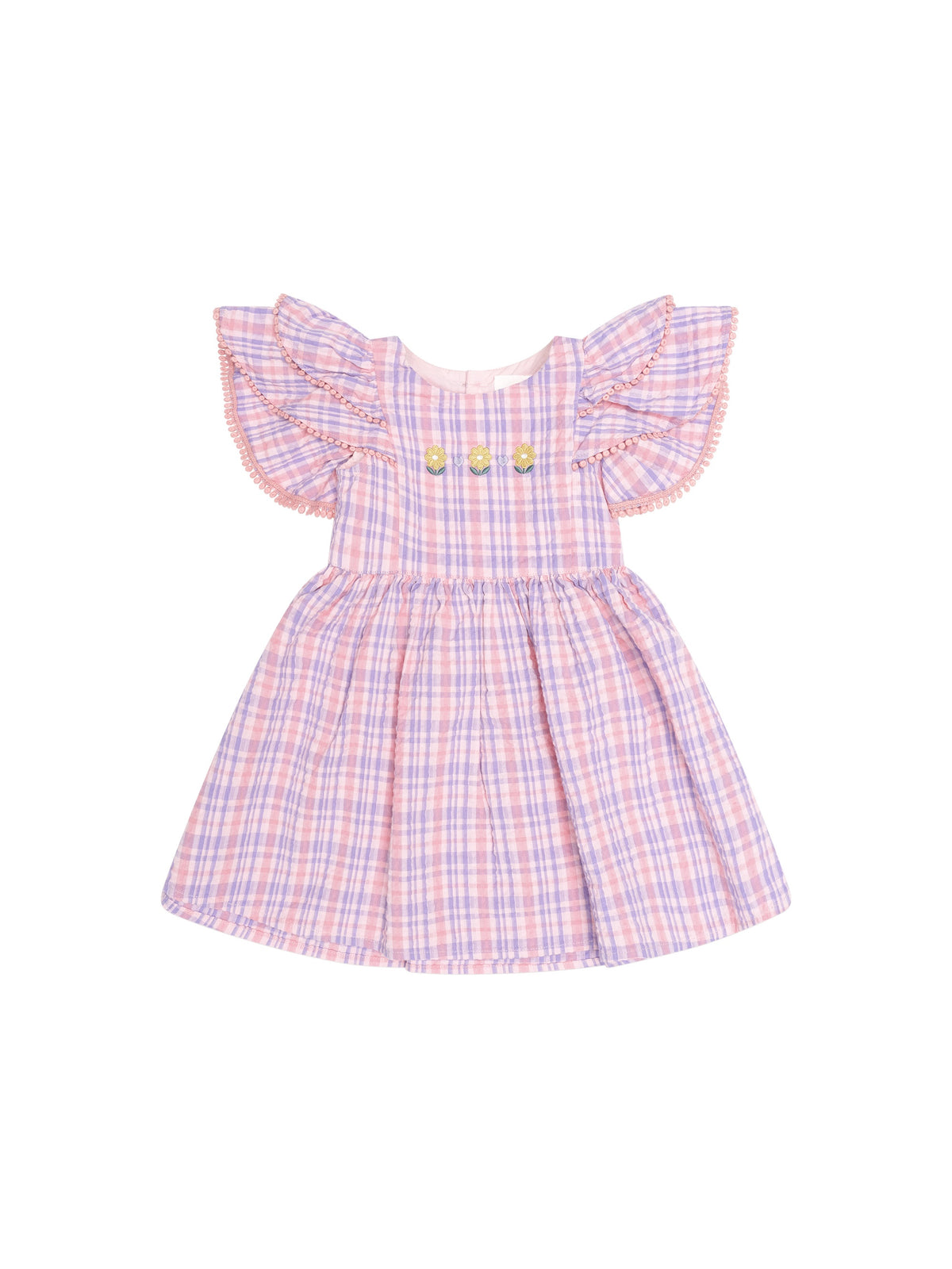 Floral Emb Tropical Check Dress
