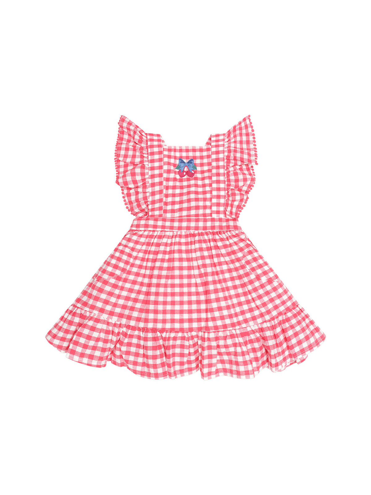 Cherry Bow Gingham Pinafore