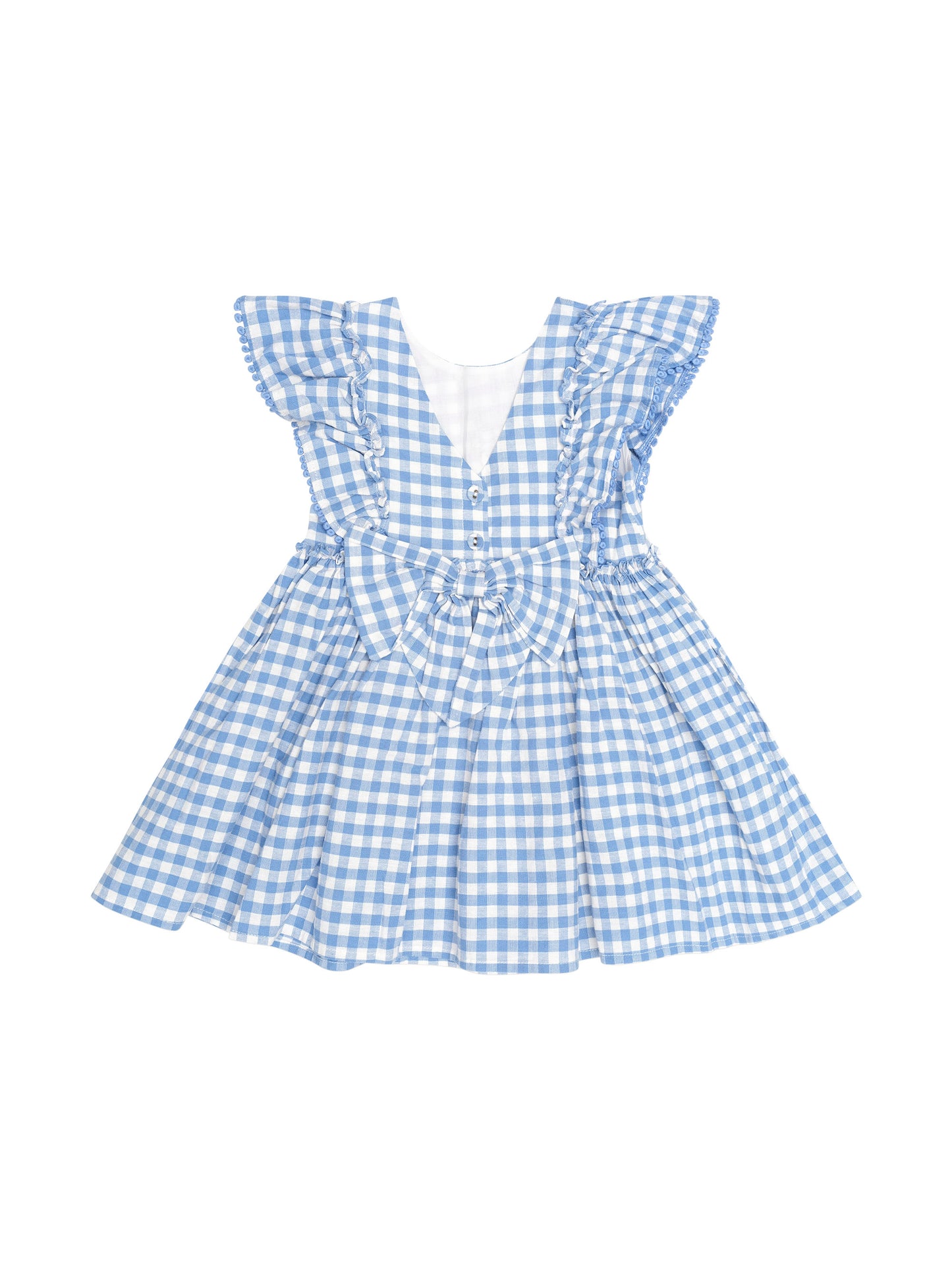 Dusty Blue Gingham Bow Dress