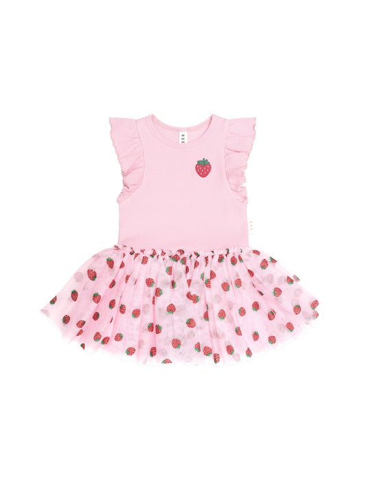 Strawberry Emb S/Slv Tulle Dress