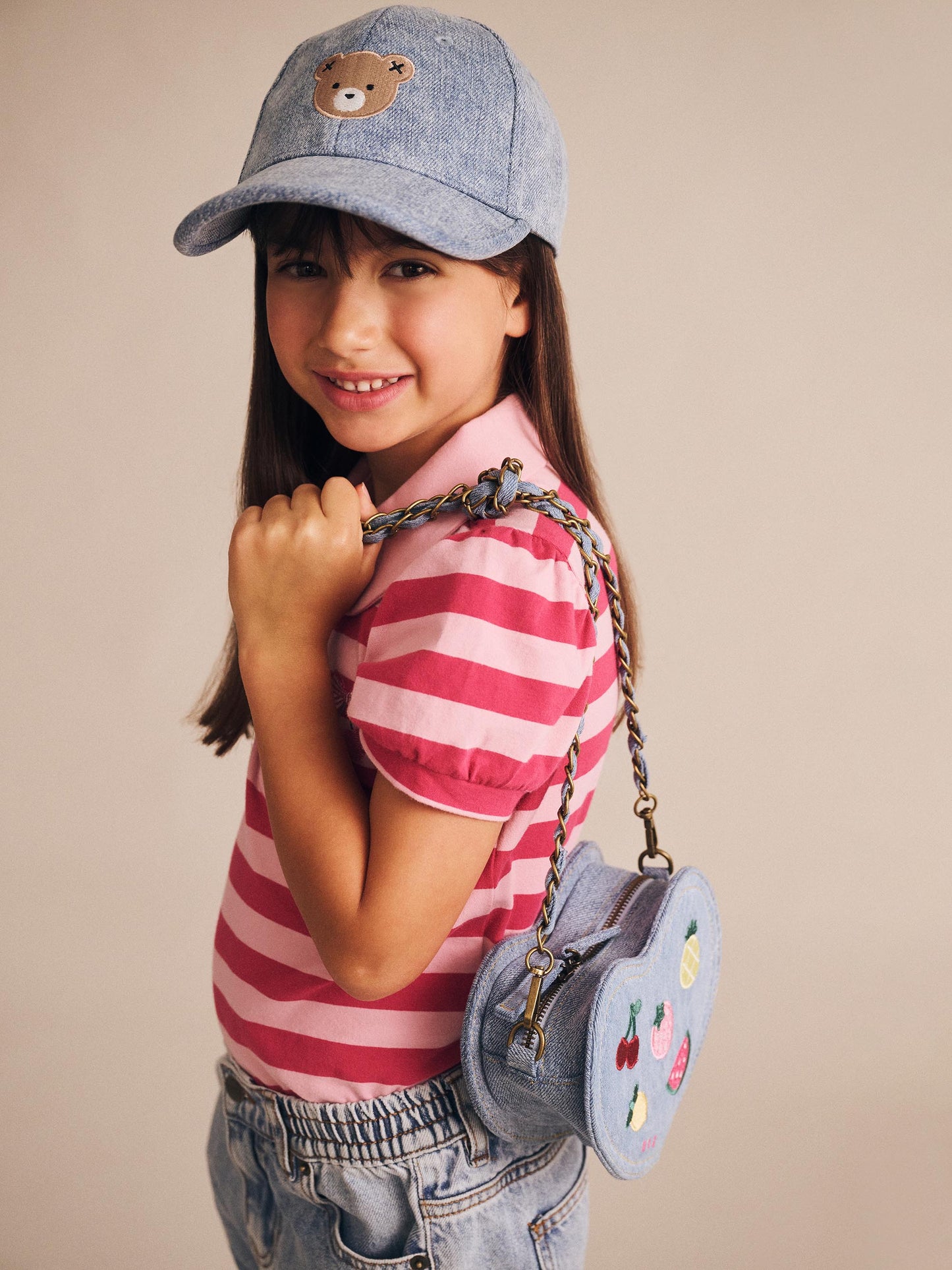 Heart Fruit Denim Shoulder Bag