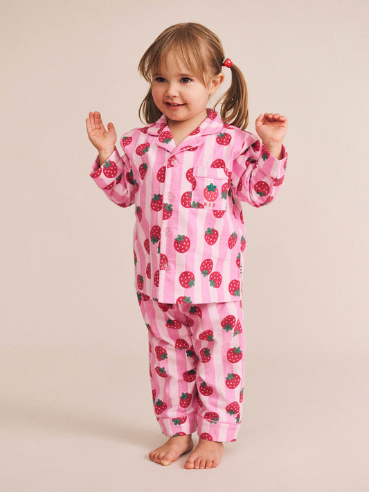 Strawberry Fields Forever Stripe Fannel Pjs