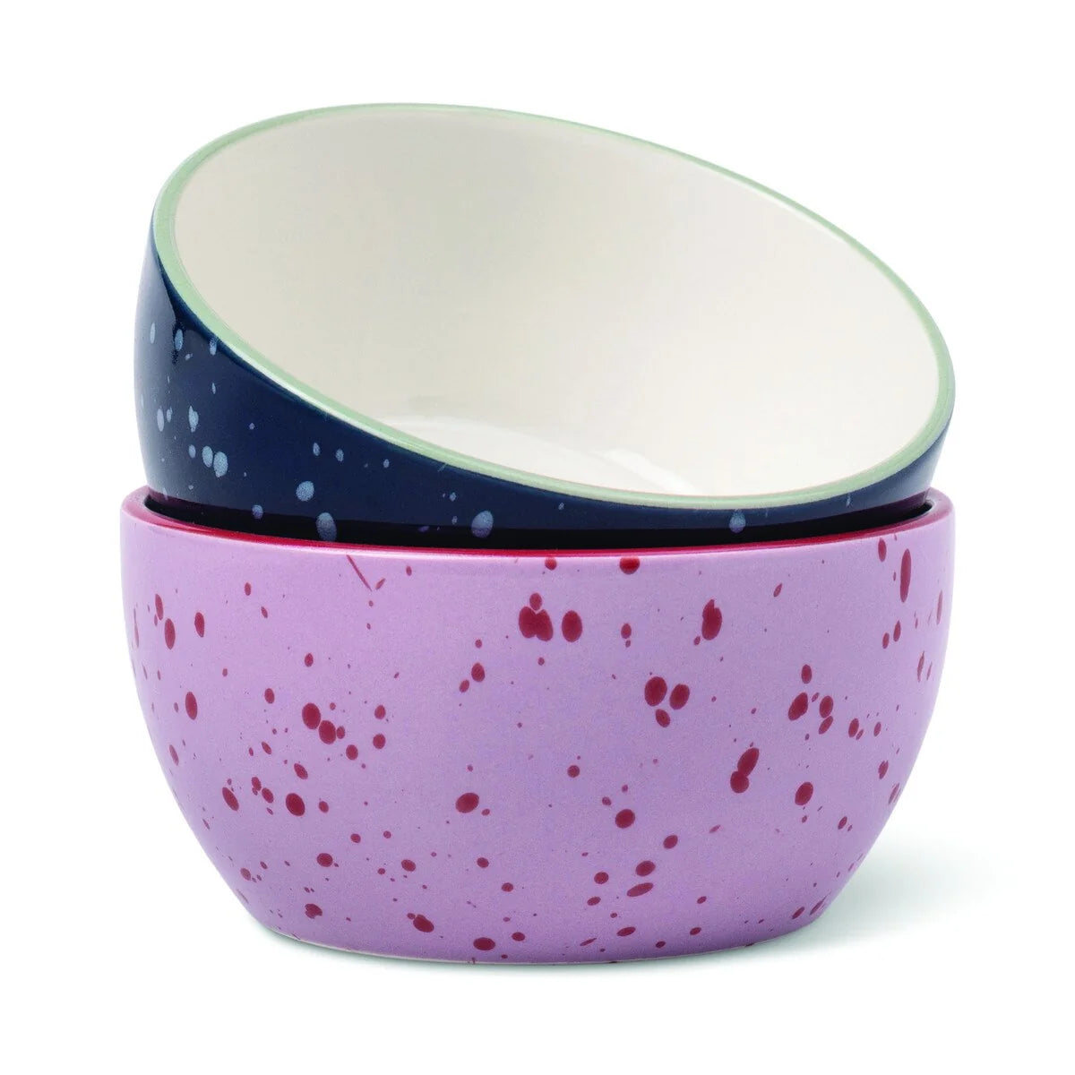 Bella Set of 2 Dipping Bowls Navy & Lilac Splatter