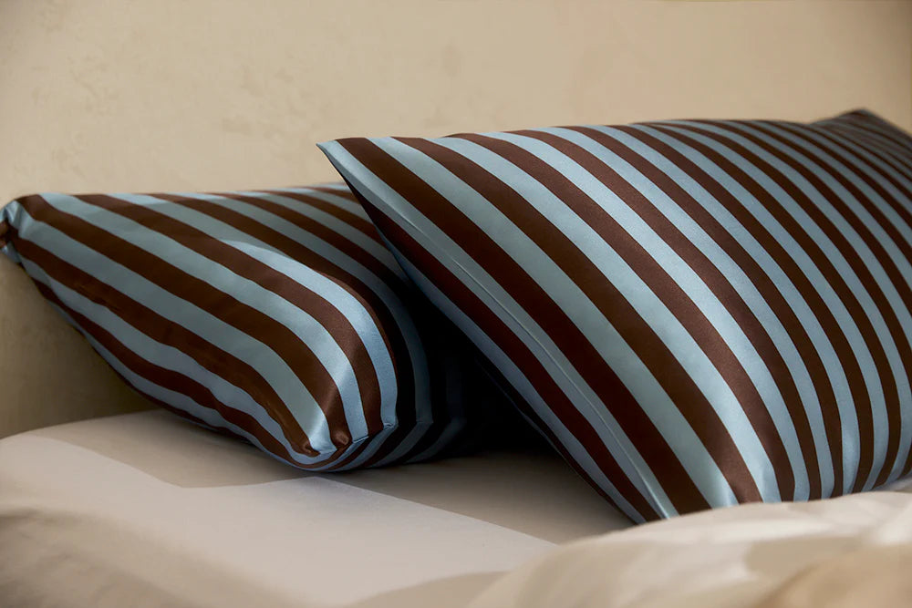 Silk Pillowcase Iced Chocolate Stripes