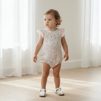 Baby Girls Knit Romper Petite Floral