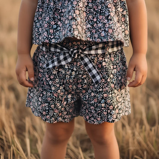 Girls Scalloped Hem Shorts Vintage Posy