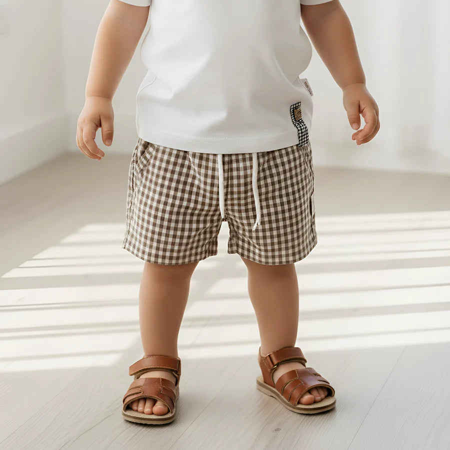 Baby Boys Sonny Short Brown Check