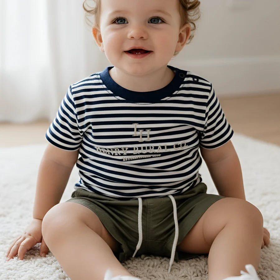 Baby Boys Sonny Short Olive Brown Linen