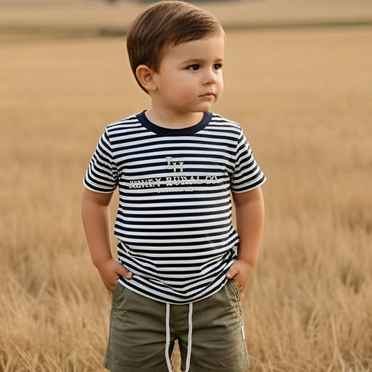 Boys Henry Rural Co Tee Navy White Stripe