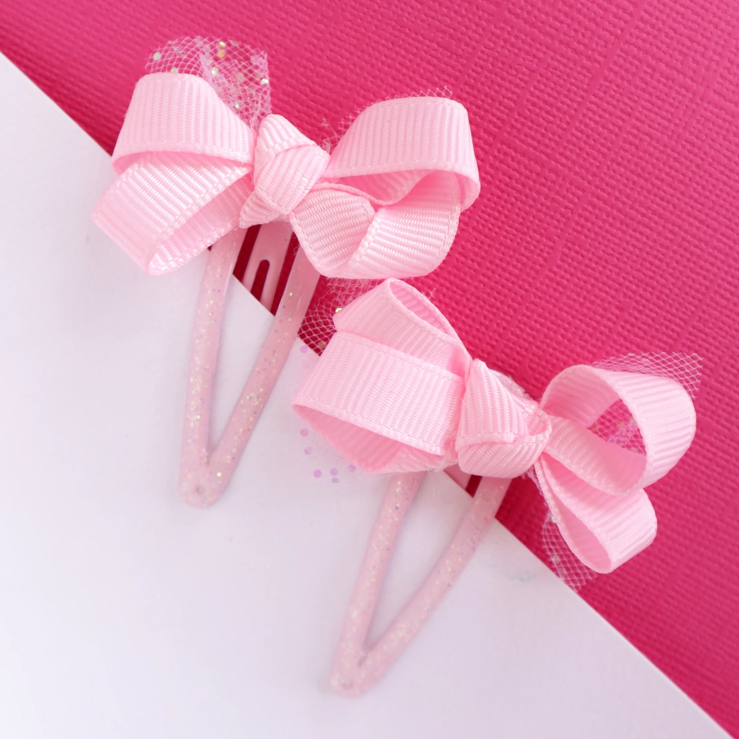 Pink Mini Grosgrain Hair Clips 2pk