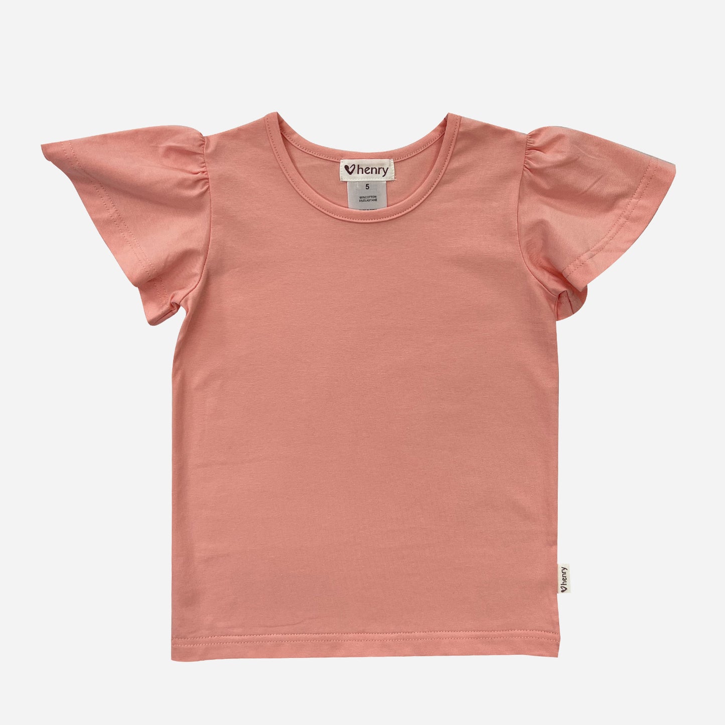 Girls Frill Sleeve Top Peach Pink