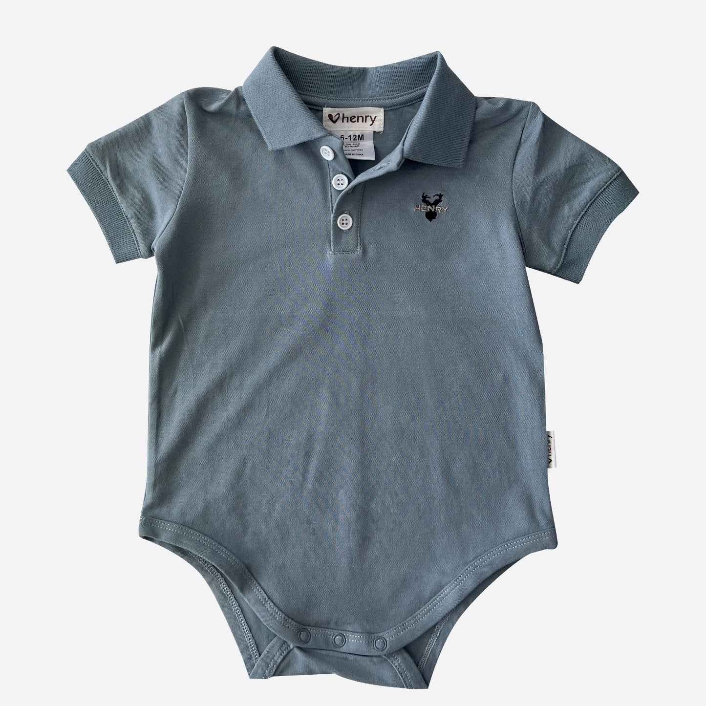 Baby Boys Polo Romper Blue