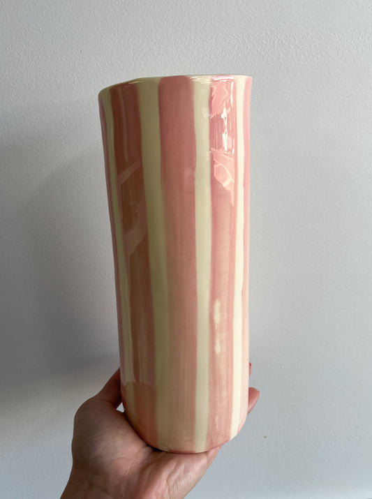 Large Vase Pink Stripe 21cm