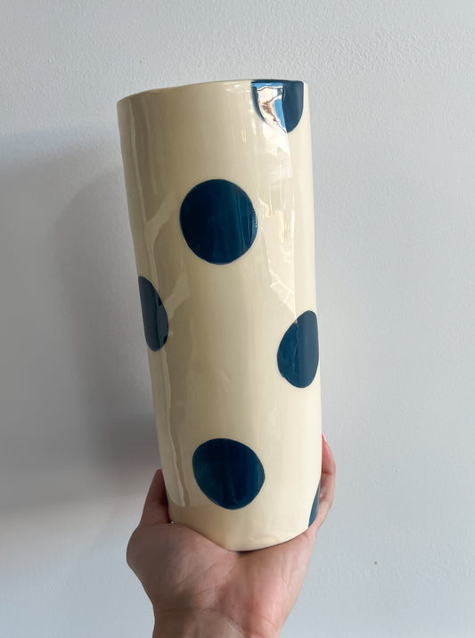 Large Vase Navy Spot 21cm
