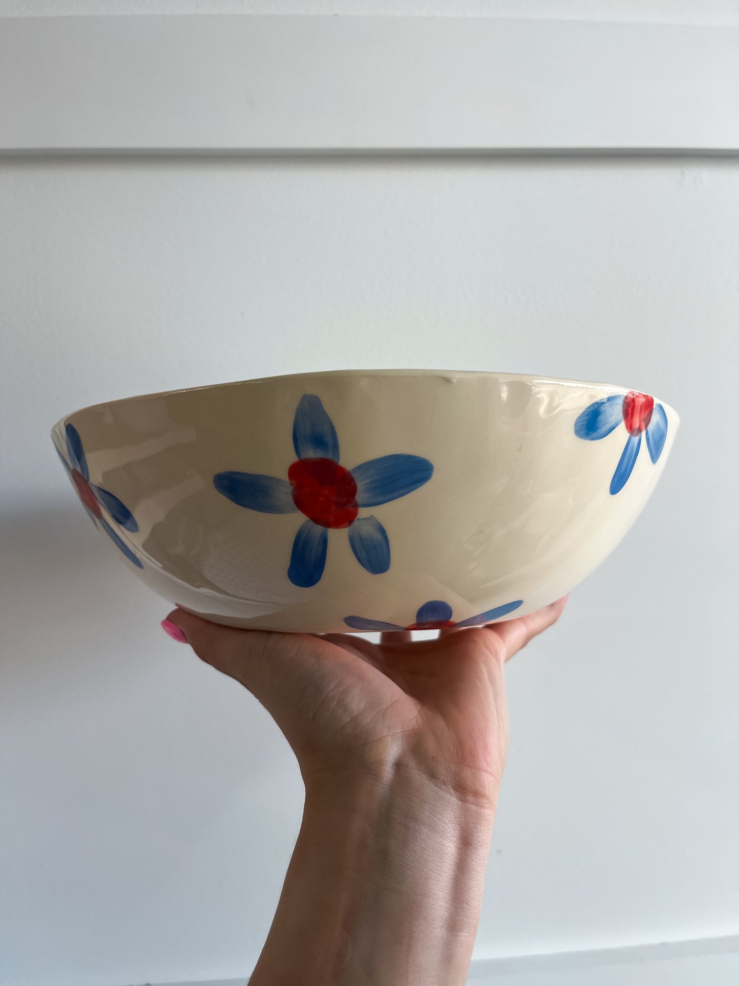 Salad Bowl Blue Stripe & Floral