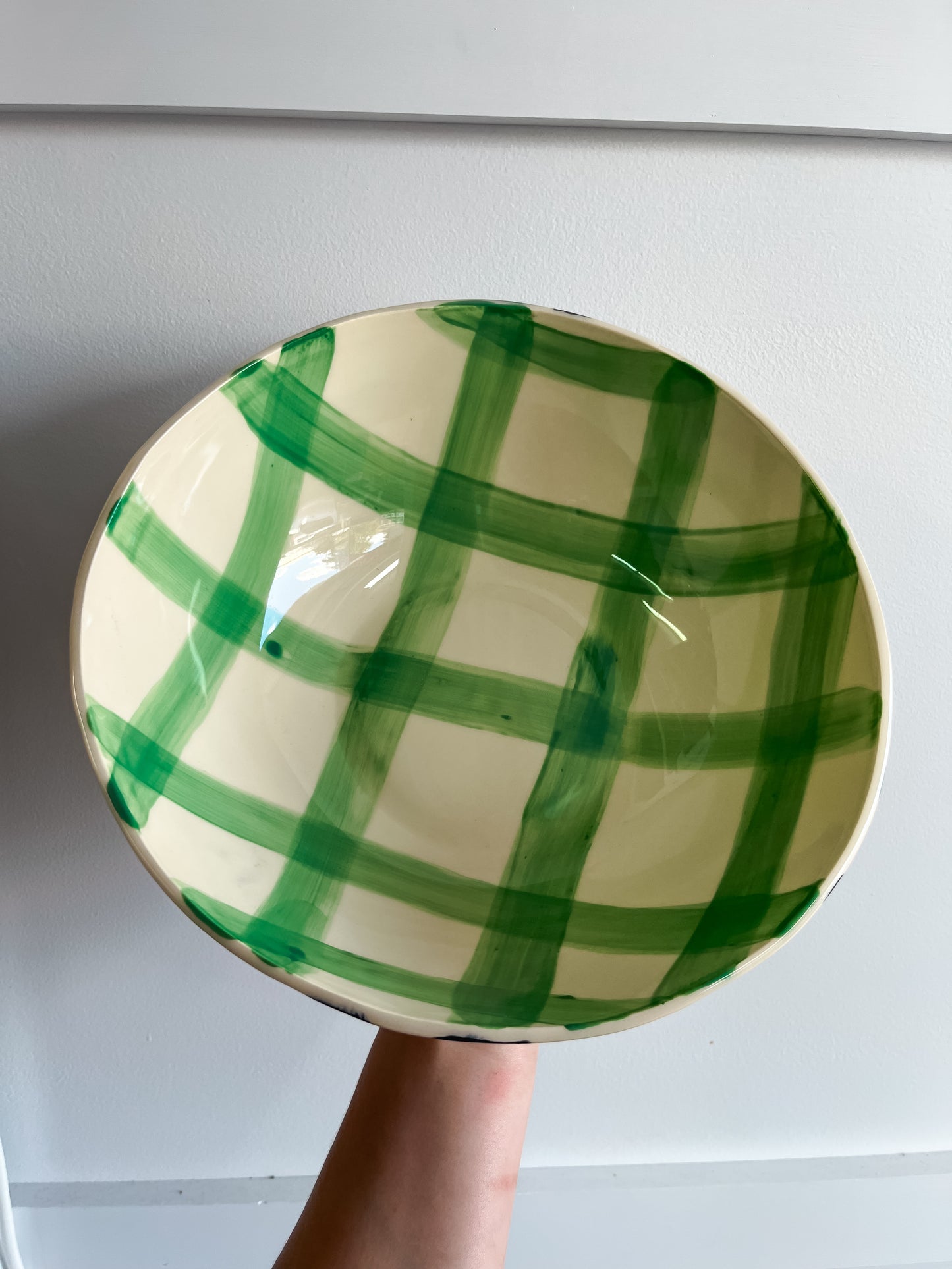 Salad Bowl Green Gingham & Floral