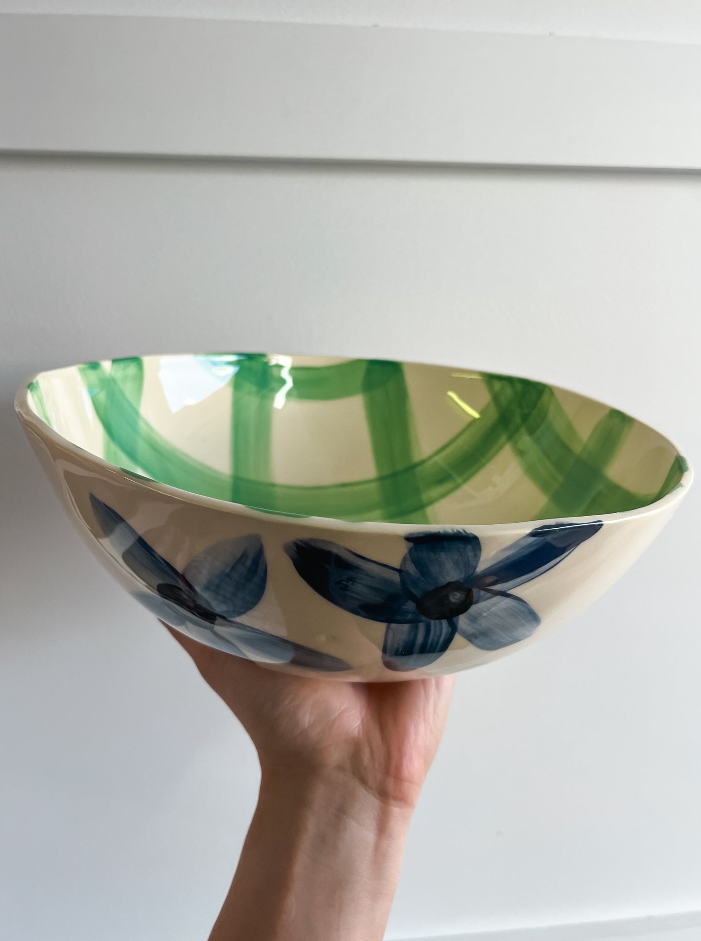 Salad Bowl Green Gingham & Floral