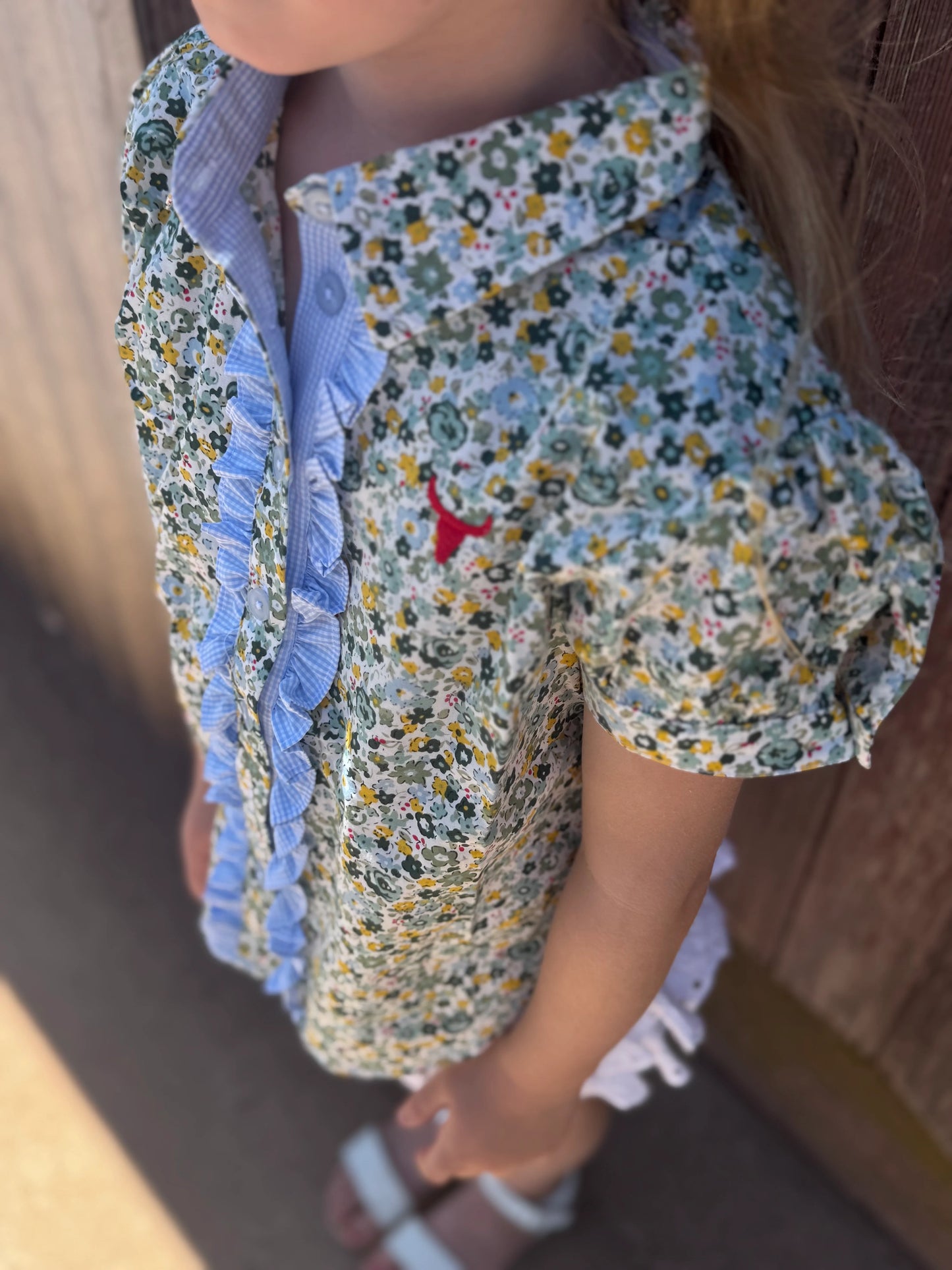 Dorothy Soft Blue Floral Sleeve Blouse
