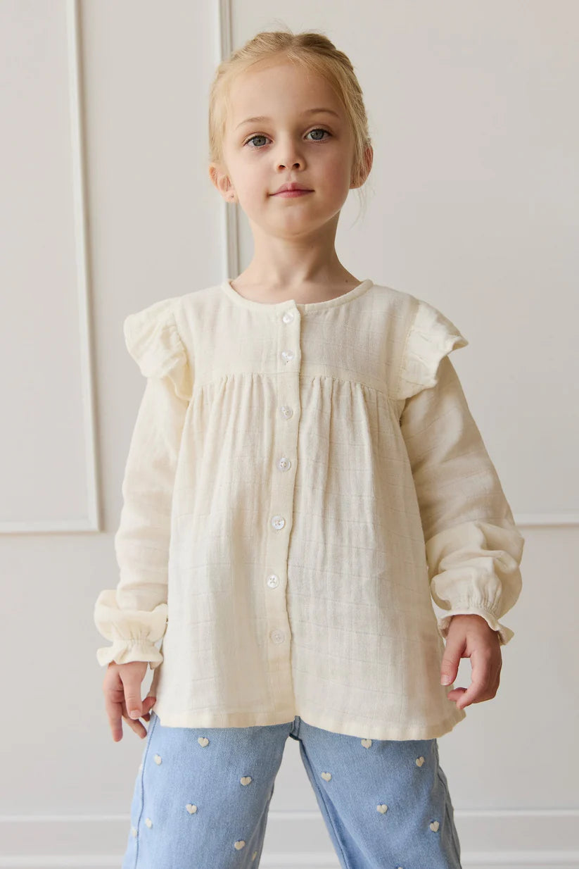 Organic Cotton Muslin Ava Blouse - Parchment