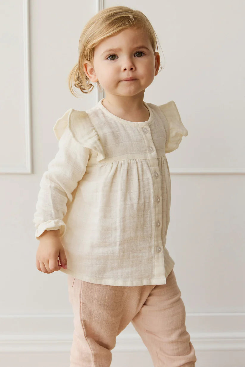 Organic Cotton Muslin Ava Blouse - Parchment