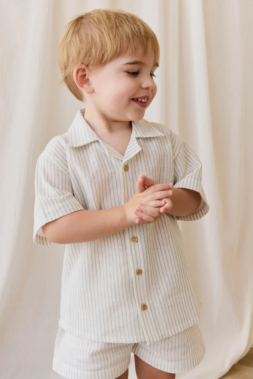 Organic Cotton Silas Shirt Mini Pinstripe Parchment/Dawn