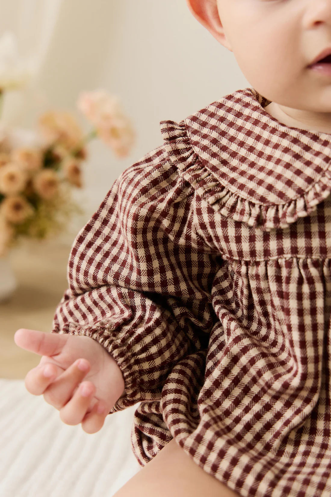 Organic Cotton Elowen Playsuit Cinnamon Gingham