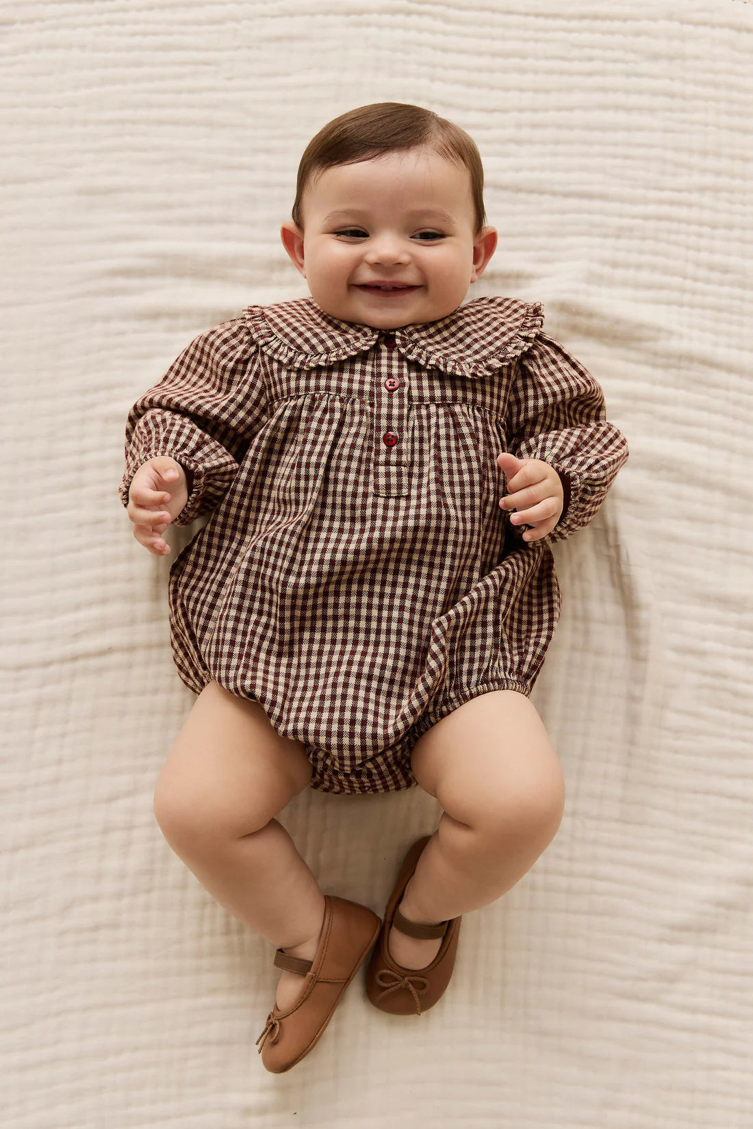 Organic Cotton Elowen Playsuit Cinnamon Gingham