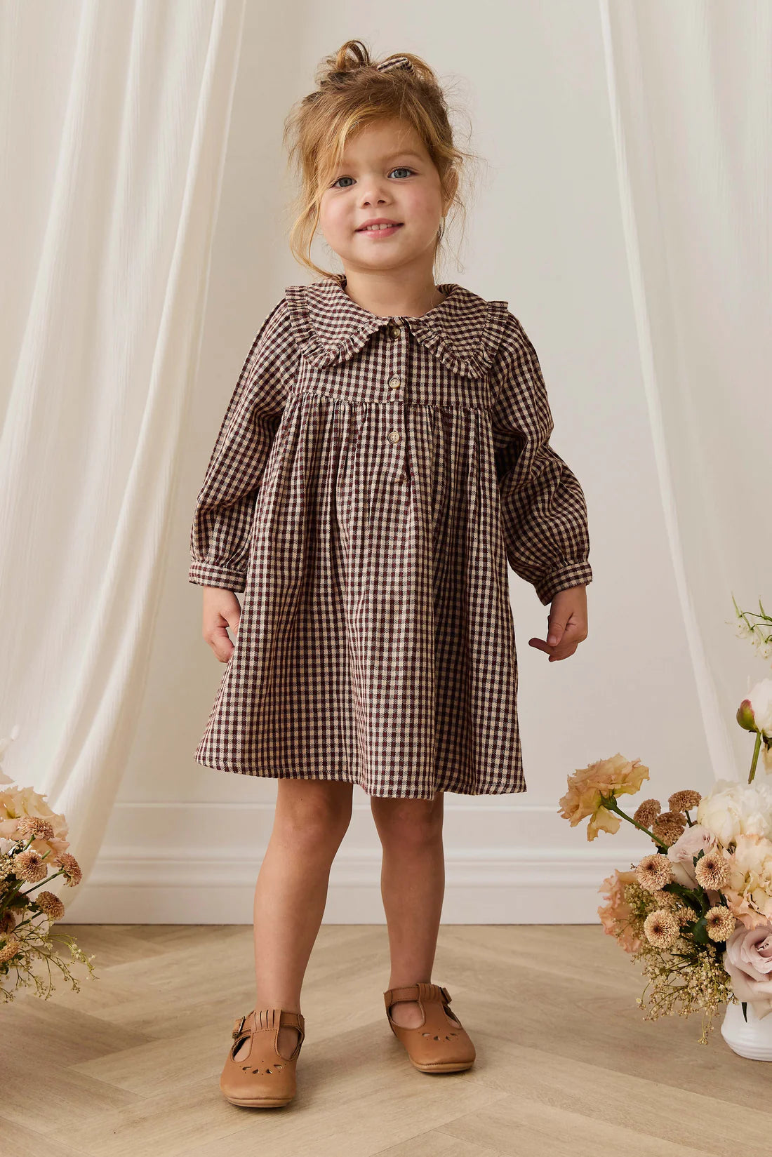 Organic Cotton Ira Dress Cinnamon Gingham