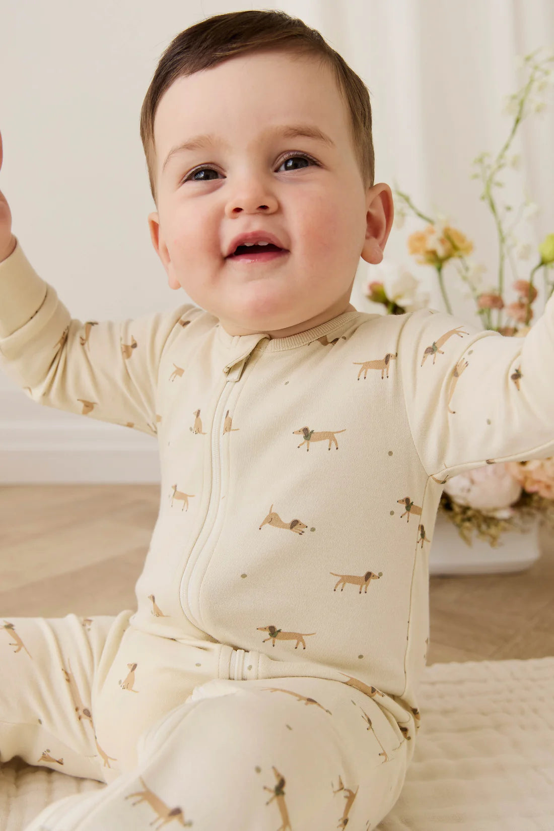Organic Cotton Reese Zip Onepiece Play Ball Cassava