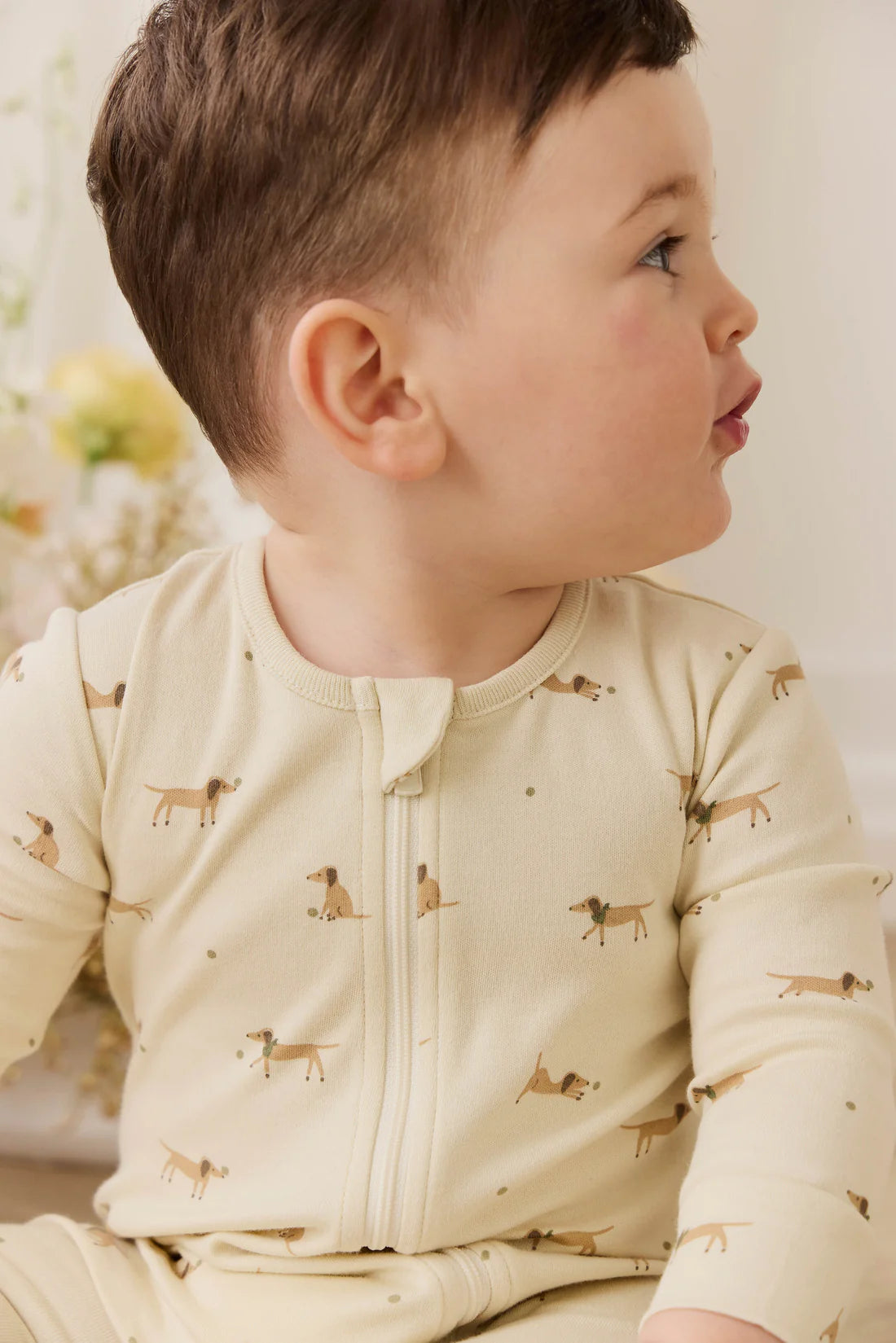 Organic Cotton Reese Zip Onepiece Play Ball Cassava