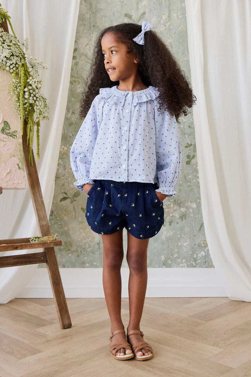 Organic Cotton Bellamy Blouse Mon Amour Stripe Indigo