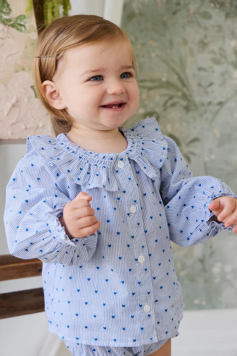 Organic Cotton Bellamy Blouse Mon Amour Stripe Indigo