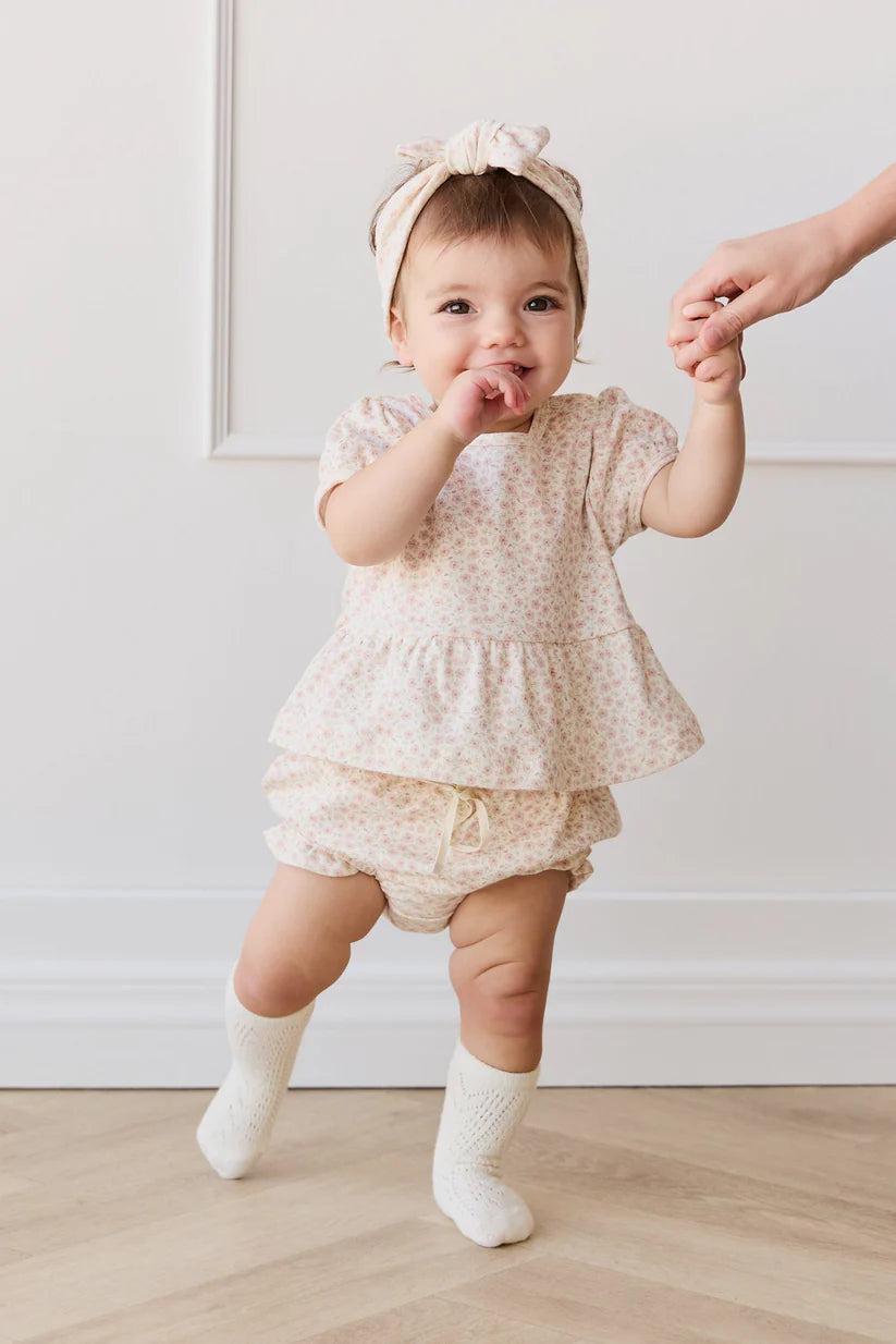 Organic Cotton Frill Bloomer - Penelope Rose Small