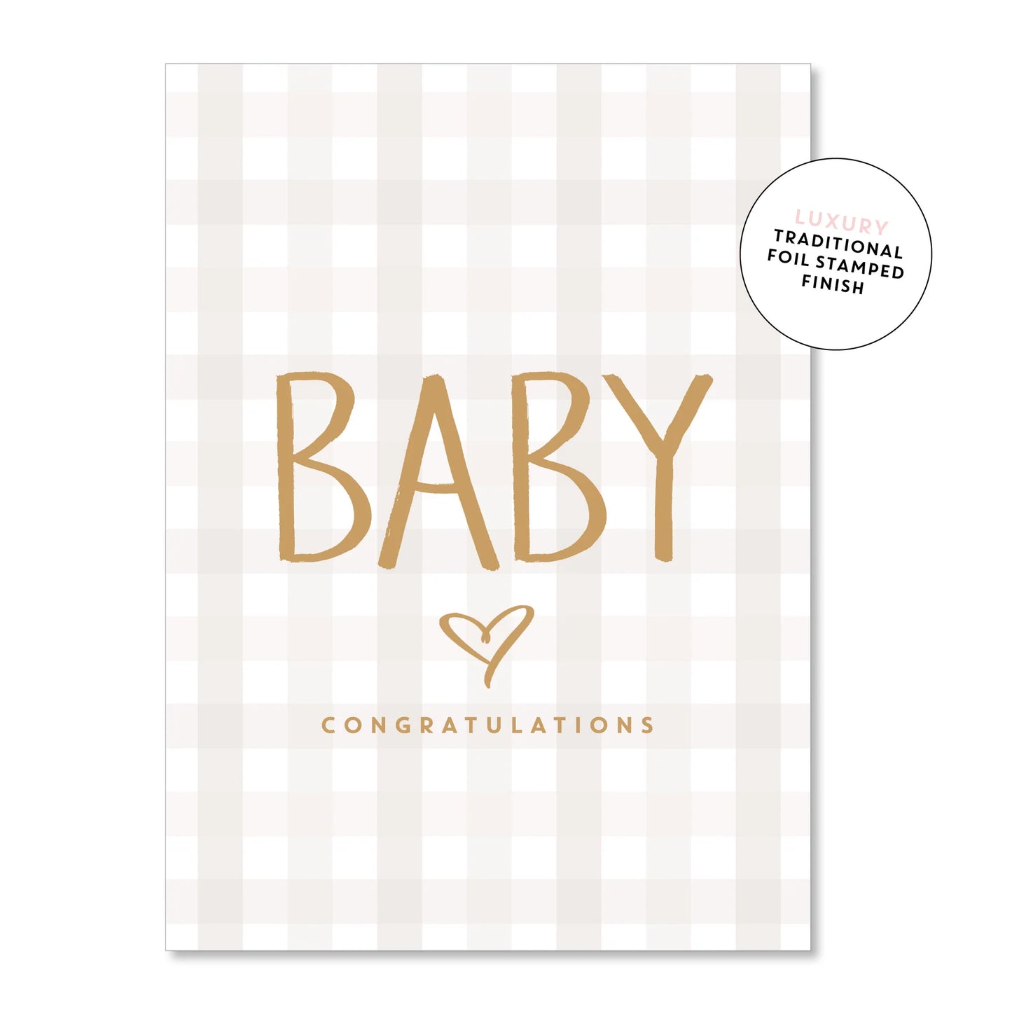 Baby Gingham Beige Card