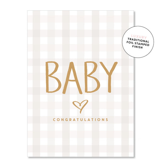 Baby Gingham Beige Card