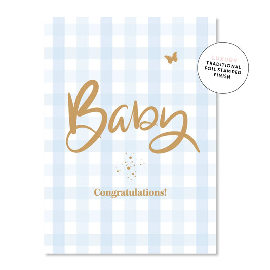 Baby Gingham Blue Card