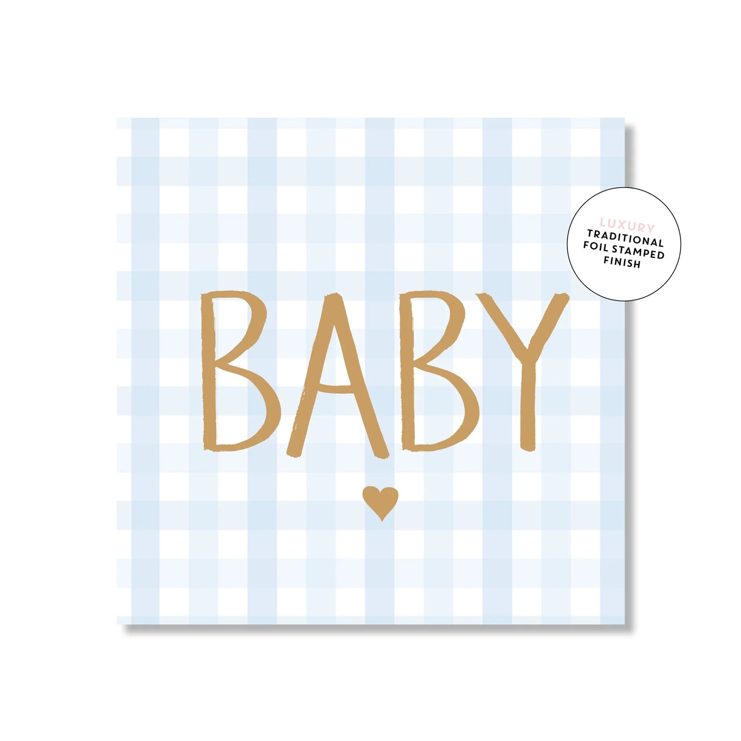 Gingham Baby Blue Mini Card