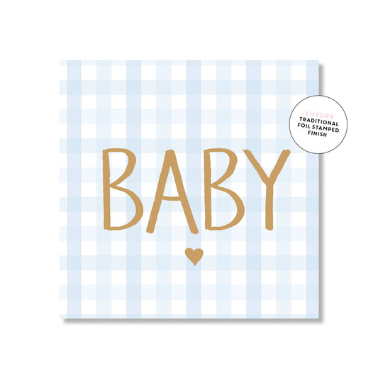 Gingham Baby Blue Mini Card