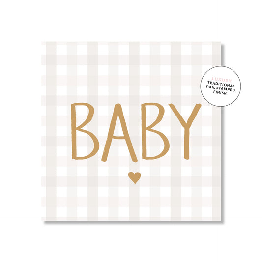 Gingham Baby Beige Mini Card