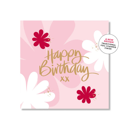 Floral Birthday Script Mini Card