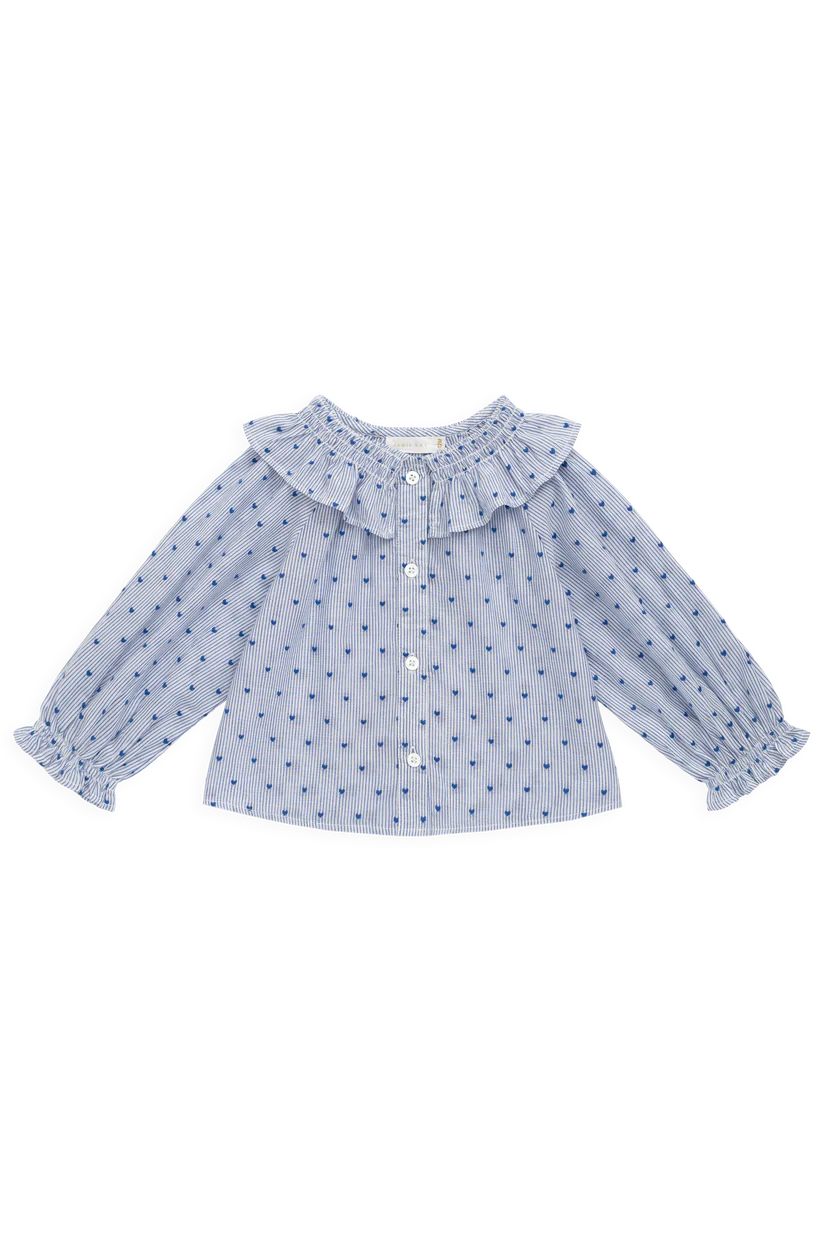 Organic Cotton Bellamy Blouse Mon Amour Stripe Indigo