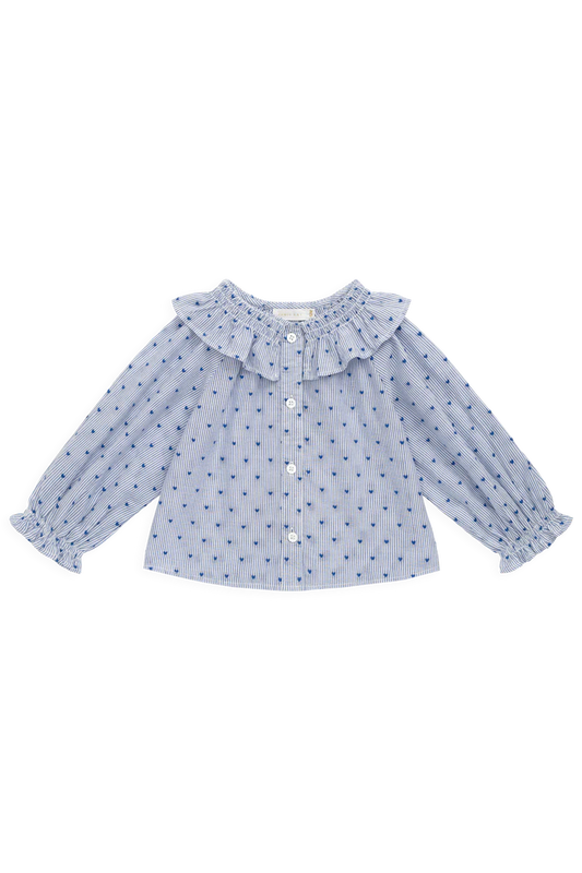 Organic Cotton Bellamy Blouse Mon Amour Stripe Indigo
