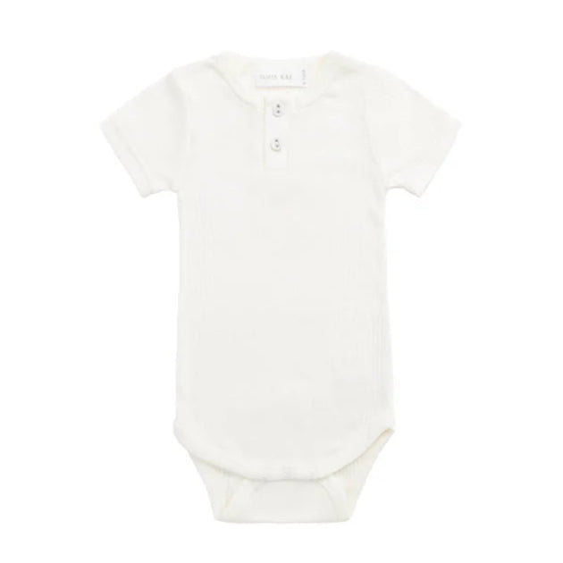 Organic Cotton Modal Darcy Rib Tee Bodysuit - Milk