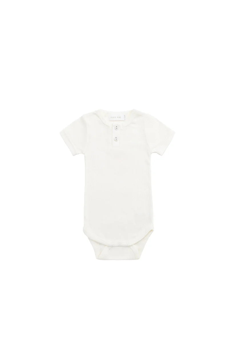 Organic Cotton Modal Darcy Rib Tee Bodysuit - Milk