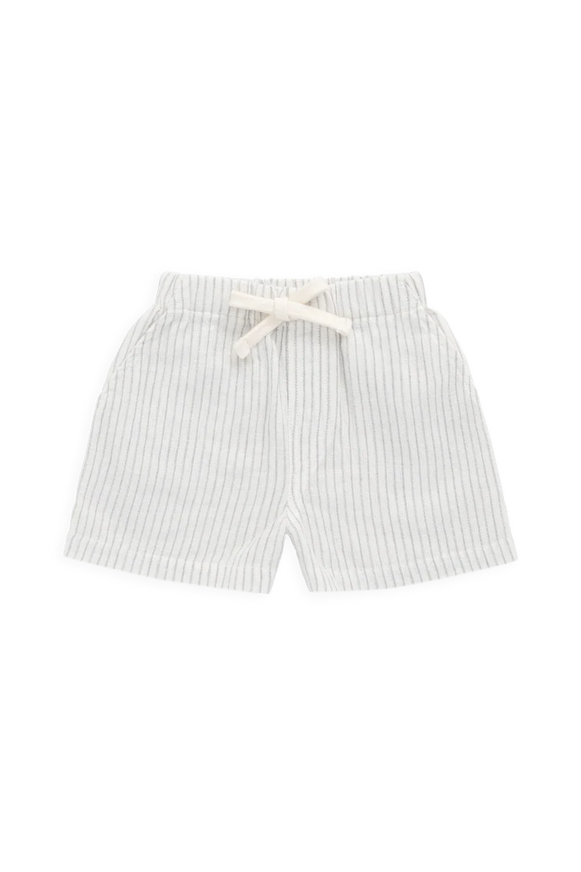 Organic Cotton Louis Short Mini Pinstripe Parchment/Dawn